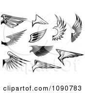 Poster, Art Print Of Black And White Wing Designs 1
