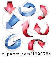 Poster, Art Print Of 3d Red And Blue Arrows And Shadows