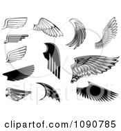 Poster, Art Print Of Black And White Wing Designs 2