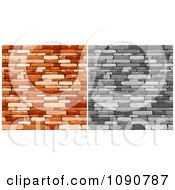 Poster, Art Print Of Grayscale And Rich Brown Walls Of Stacked Stones Or Bricks