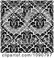 Poster, Art Print Of Black And White Triangular Damask Pattern Seamless Background 1