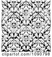 Poster, Art Print Of Black And White Triangular Damask Pattern Seamless Background 3