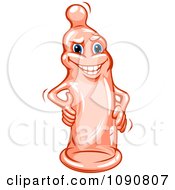 Clipart Grinning Condom Character Royalty Free Vector Illustration