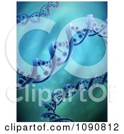 Poster, Art Print Of 3d Blue Dna Spiral Strands Over Blue