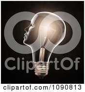Poster, Art Print Of 3d Face Light Bulb Glowing