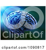 Clipart Blue Light Shining On A 3d Floating Human Brain Royalty Free CGI Illustration