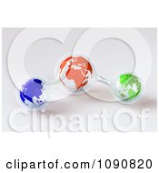 Clipart 3d Blue Red And Green Globes Inside A Glass Statue Royalty Free CGI Illustration