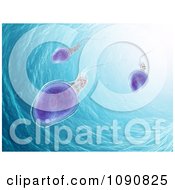 Clipart 3d Sperm Cells Swimming In Search Of An Egg On Blue Royalty Free CGI Illustration