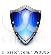 Poster, Art Print Of 3d Steel And Blue Security Shield