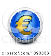 Poster, Art Print Of 3d Blue Gold And Silver Euro Icon Button