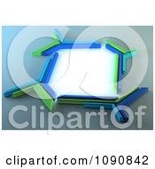 Clipart 3d Blue And Green Futuristic Technology Frame With Bright Light Royalty Free CGI Illustration by Mopic