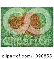 Poster, Art Print Of Clipartmeadow Of 3d Flowers With A Red Heart Of Blossoms - Royalty Free Cgi Illustration