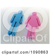 Poster, Art Print Of 3d Blue Male And Pink Female Over Gray