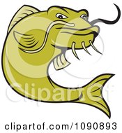 Clipart Angry Green Catfish Royalty Free Vector Illustration