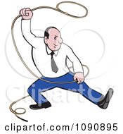 Poster, Art Print Of Businessman Swinging A Lasso