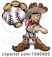 Poster, Art Print Of Baseball Cowboy Kid Holding Out A Ball