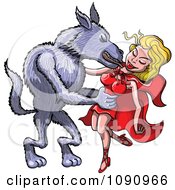 The Big Bad Wolf Taking Red Riding Hood Into His Arms And Kissing Her