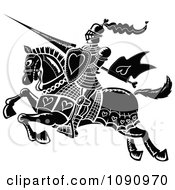 Black And White Jousting Knight With Hearts
