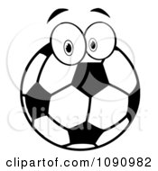Clipart Black And White Soccer Ball Character Royalty Free Vector Illustration
