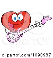 Poster, Art Print Of Valentine Heart Character Guitarist Playing A Song