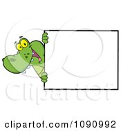 Poster, Art Print Of Smiling Alligator Looking Around A Sign