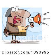 Poster, Art Print Of Indian Businesswoman Shouting Bossy Remarks Through A Megaphone