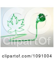 Poster, Art Print Of 3d Green Electric Plug With A Maple Leaf Cord
