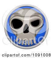 Poster, Art Print Of 3d Shiny Blue Circular Skull Icon Button