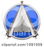 Poster, Art Print Of 3d Shiny Blue Circular Teepee Icon Button