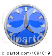Clipart 3d Shiny Blue Circular Wall Clock Icon Button Royalty Free CGI Illustration by Leo Blanchette