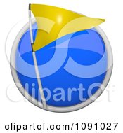 3d Shiny Blue Circular Yellow Flag Icon Button