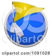 Poster, Art Print Of 3d Shiny Blue Circular Yellow Native American Tribe Flag Icon Button