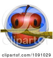 3d Shiny Blue Circular Weight Loss Apple Icon Button