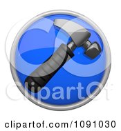 Clipart 3d Shiny Blue Circular Hammer Icon Button Royalty Free CGI Illustration by Leo Blanchette