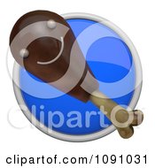 3d Shiny Blue Circular Chicken Drumstick Icon Button