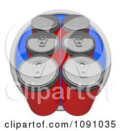 3d Blue Circular Six Pack Soda Or Beer Can Icon Button