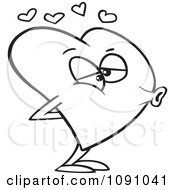 Clipart Outlined Heart Puckered For A Kiss Royalty Free Vector Illustration