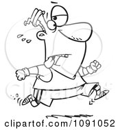 Poster, Art Print Of Outlined Tired Man Jogging