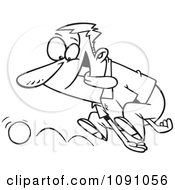 Clipart Outlined ADD Distracted Man Chasing A Ball Royalty Free Vector Illustration