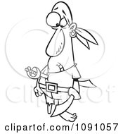 Clipart Outlined Pirate Stabbed With A Sword Royalty Free Vector Illustration by toonaday