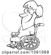 Poster, Art Print Of Outlined Smiling Woman In A Wheelchair
