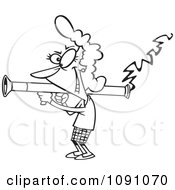 Clipart Outlined Woman Scorned Shooting A Bazooka Royalty Free Vector Illustration