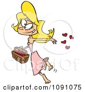 Clipart Blond Woman Tossing Heart Confetti Royalty Free Vector Illustration