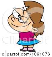 Clipart Flirty Girl Holding Her Hands Behind Her Back And Fluttering Her Eyelashes Royalty Free Vector Illustration