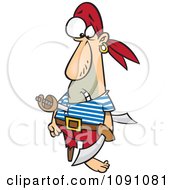 Clipart Pirate Stabbed With A Sword Royalty Free Vector Illustration by toonaday
