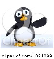 Poster, Art Print Of 3d Cute Penguin Gesturing To The Right