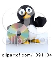 Clipart 3d Cute Penguin With A Shiny CD Royalty Free CGI Illustration by KJ Pargeter