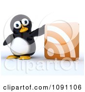 Poster, Art Print Of 3d Cute Penguin With An Rss Symbol