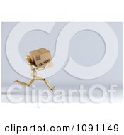 Poster, Art Print Of 3d Wooden Manequin Running With An Express Order Box