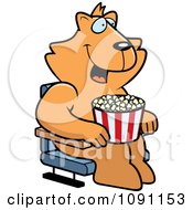 Poster, Art Print Of Happy Cat With Popcorn At The Movie Theater